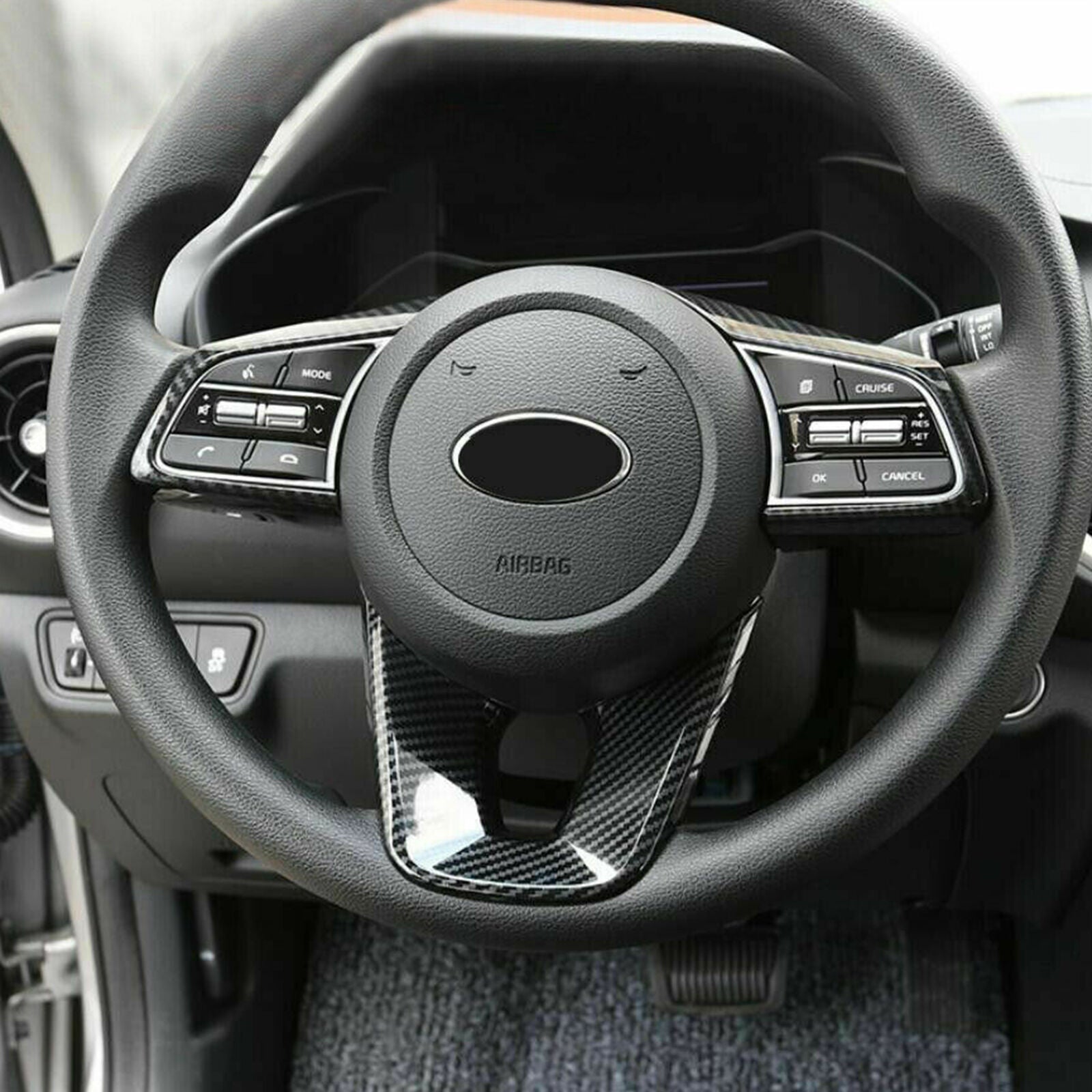 Carbon Fiber Look Steering Wheel Cover Trim Fit for Kia Forte K3 2019 2021