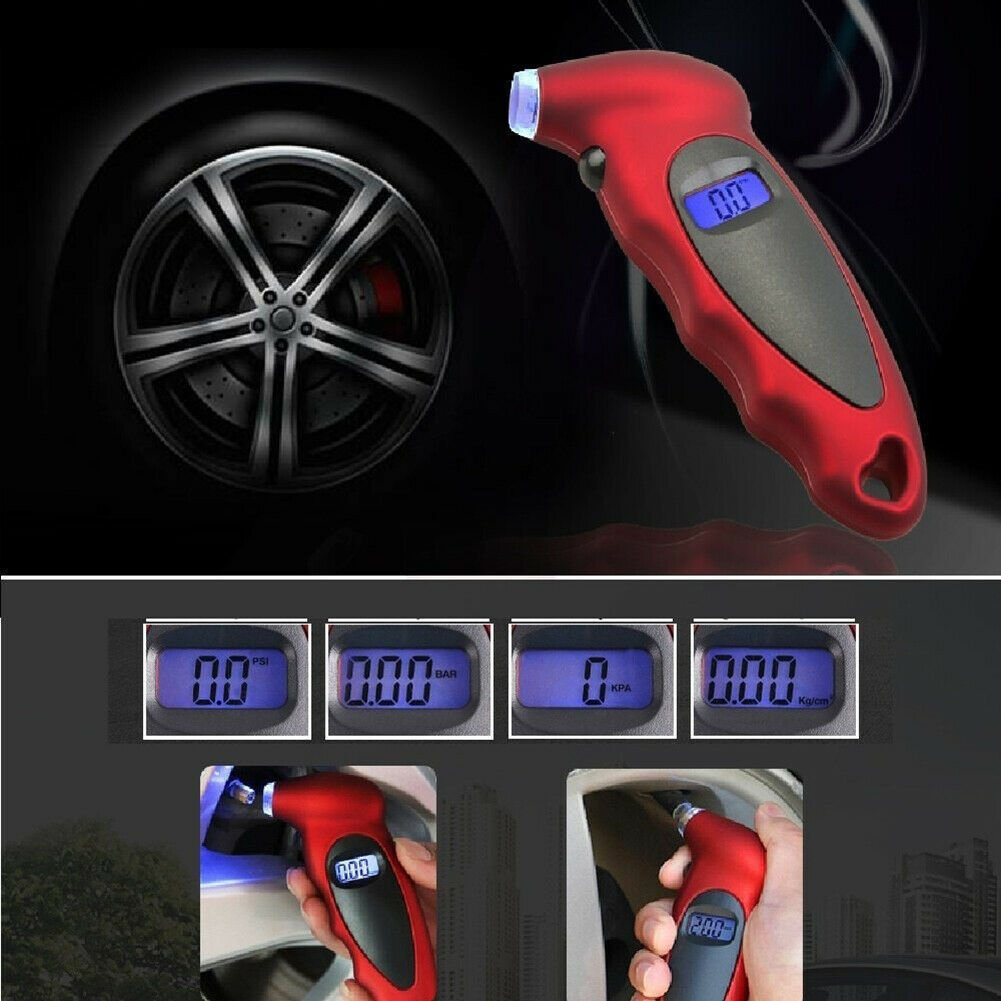 HB-110 Digital Tire Tyre Pressure Gauge 0-150 PSI for Car Motorcycle (Red)  @