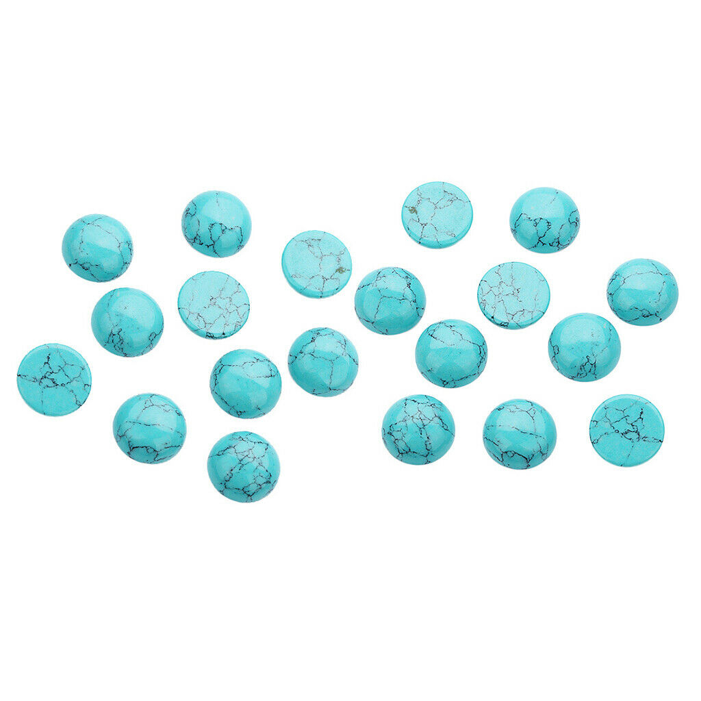 20x Blue Turquoise Domed Cabochon 6mm Stone Bead DIY Necklace Bracelet Ring