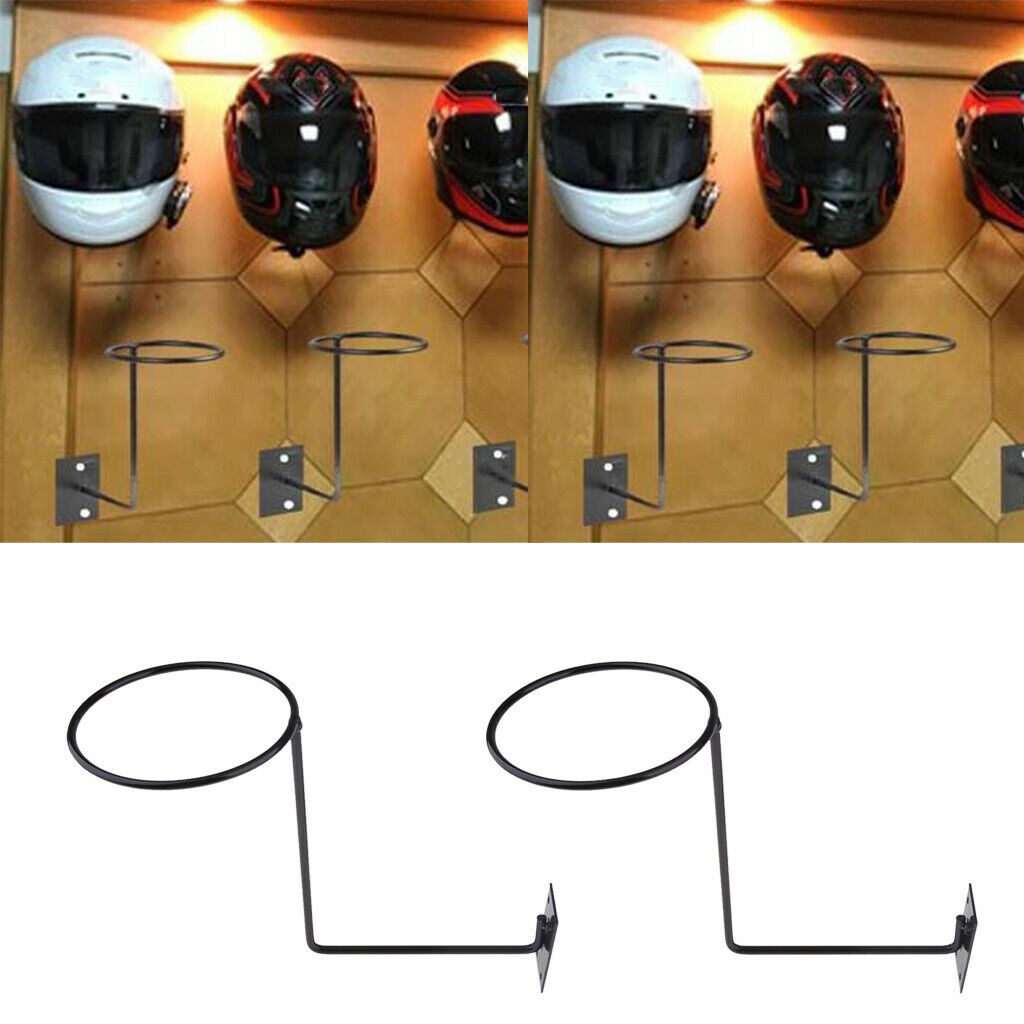 2x Black Steel Motorcycle Helmet Holder with Screw for Coats Hats Caps