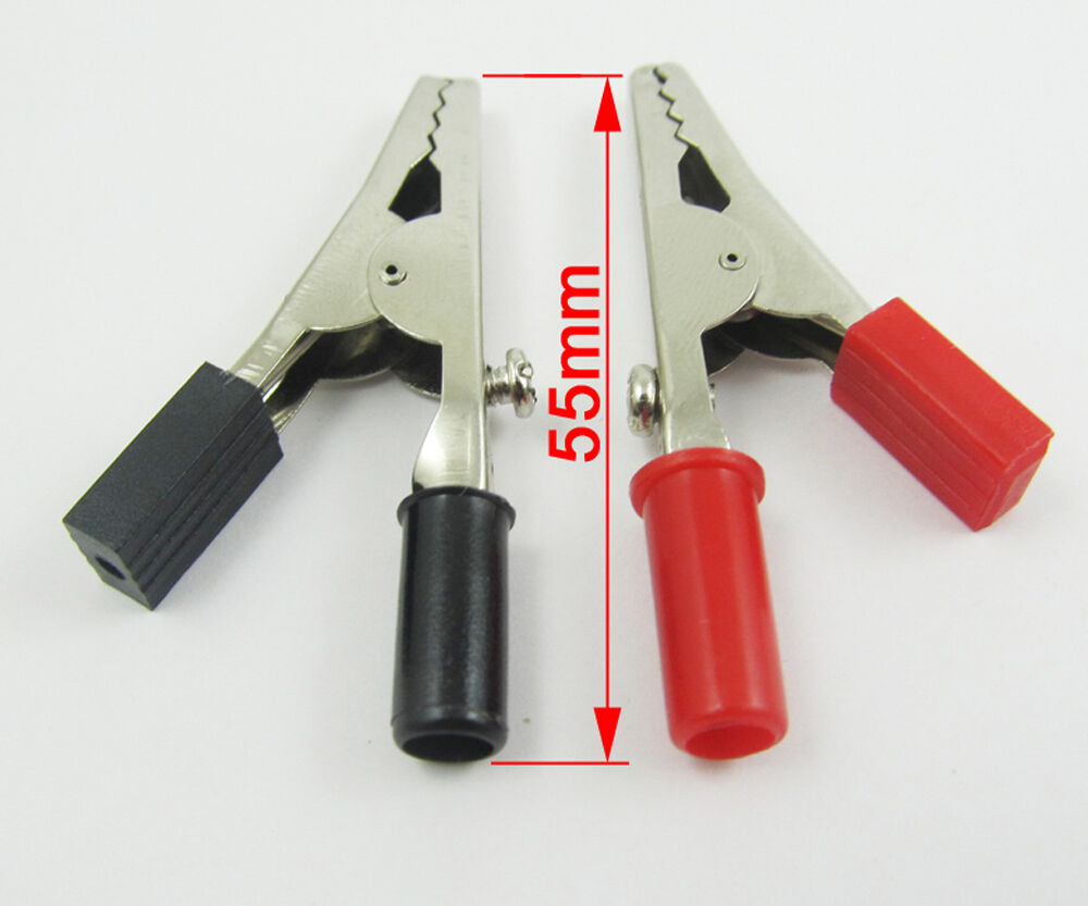 10pcs Plastic Insulated Alligator Clip to 4mm Banana Female Test Adapter 55mm