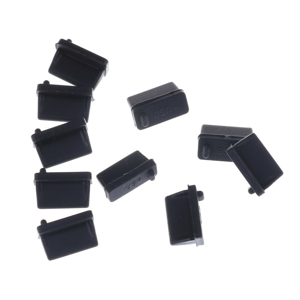 10X Black Rubber A Type Female USB Anti Dust Protector Plugs Stopper Cover YISJ