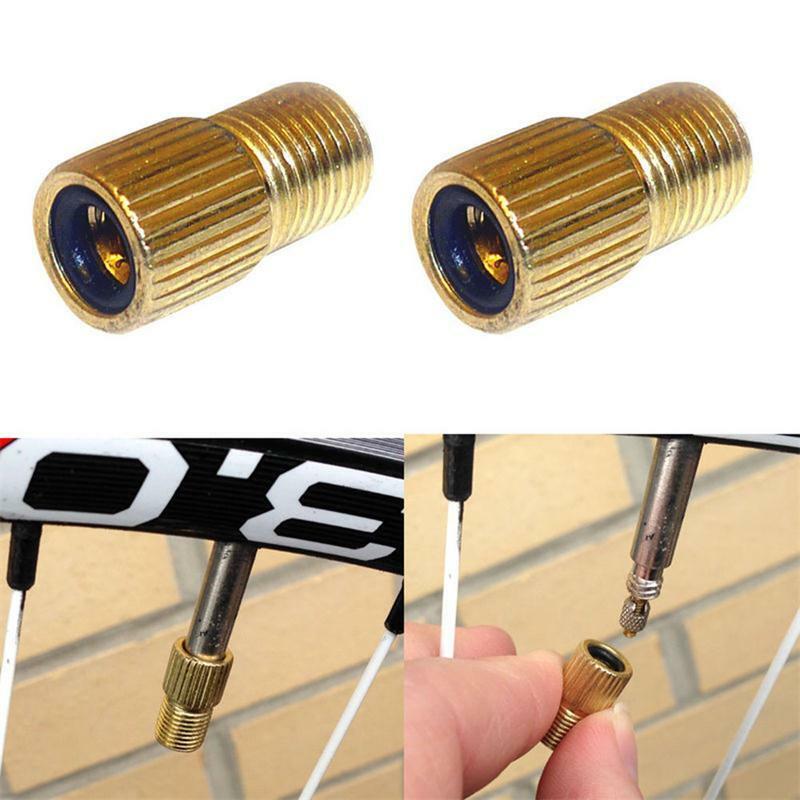 2PCS Bicycle Pumps Presta to Schrader Road Bike Valve Adapter Converter Tube