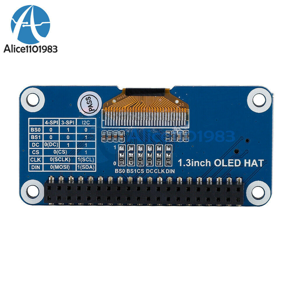 1.3 inch OLED Display HAT Expansion Board For Raspberry Pi 2B/3B for Zero W 4