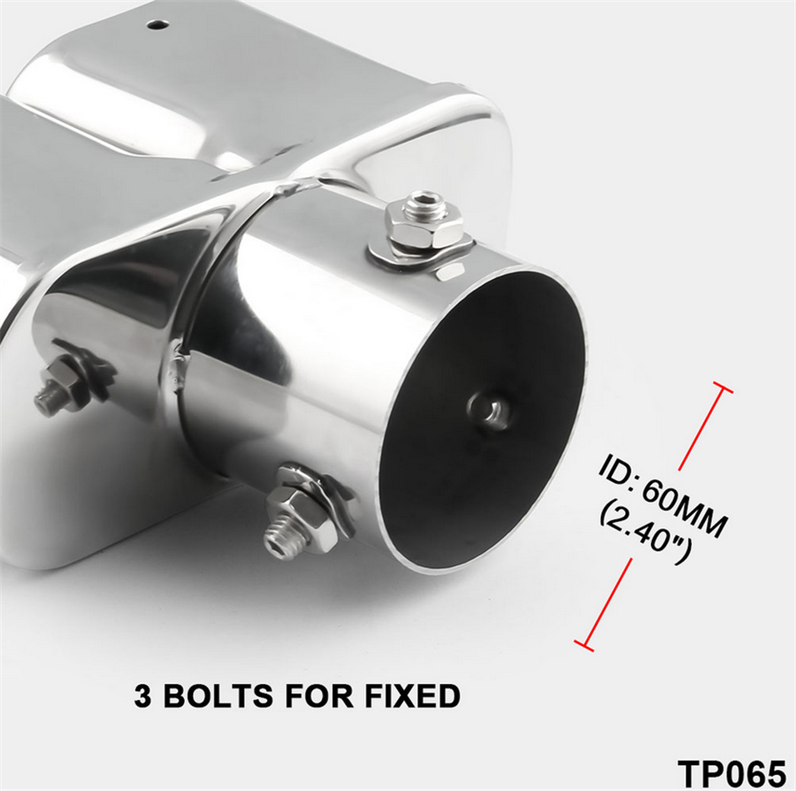2.5" Stainless Steel Square Exhaust Pipe car Chrome Exhaust Tail Muffler tip