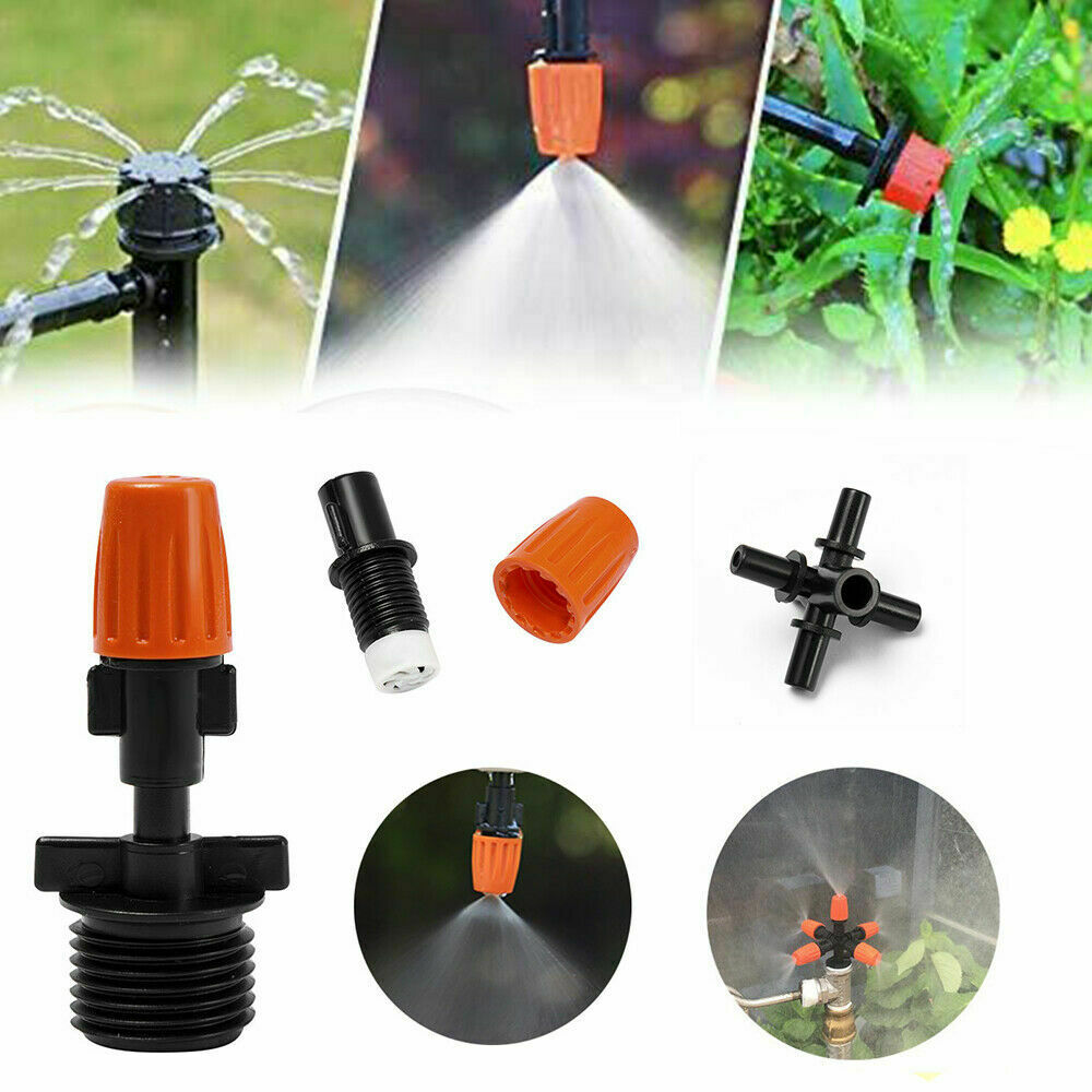 5-Head Cross Micro Sprinkler Garden Tool Irrigation Spray Nozzle Watering US
