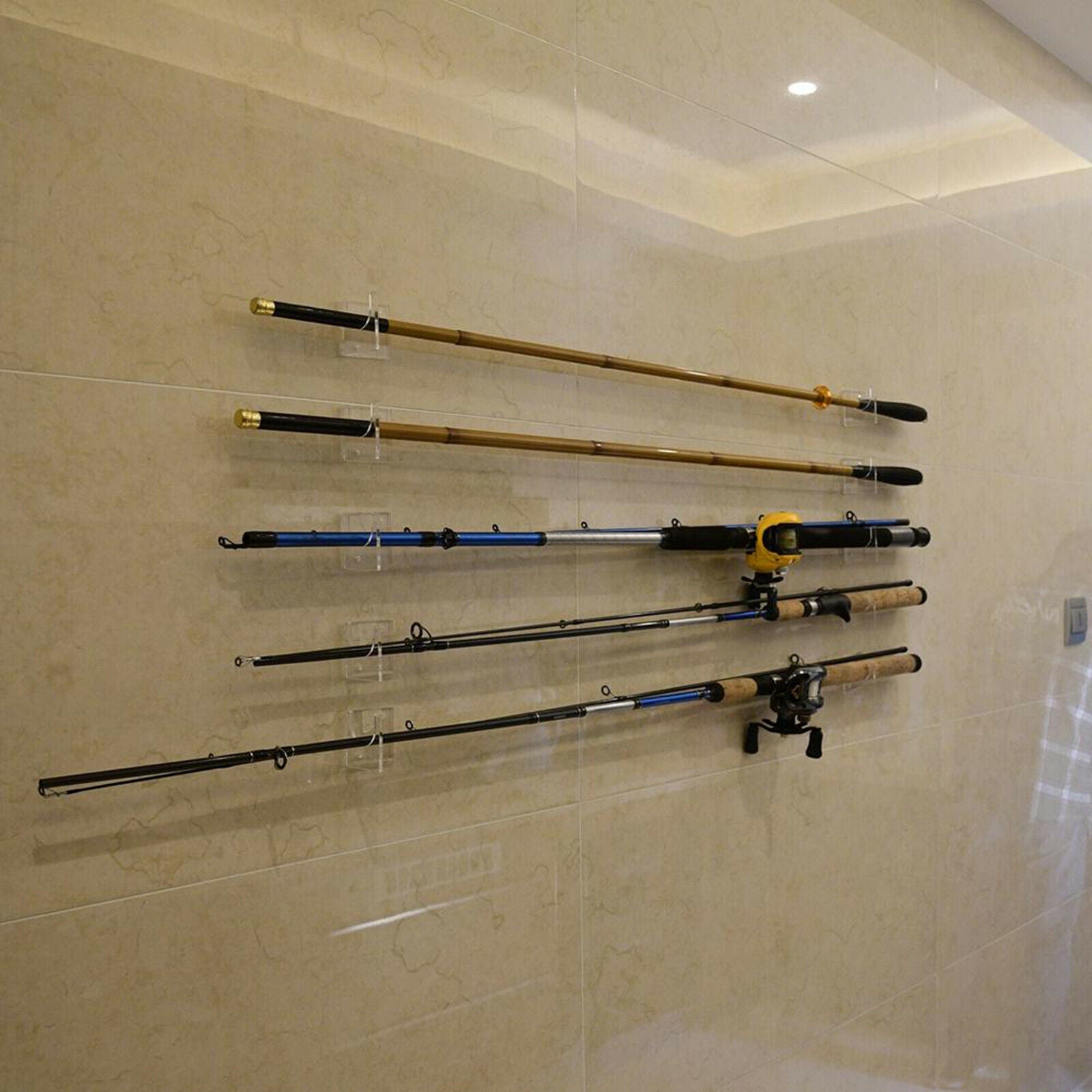 3 Sets Fishing Rod Holder Horizontal Wall Rack Display for Boat Garage Cabin