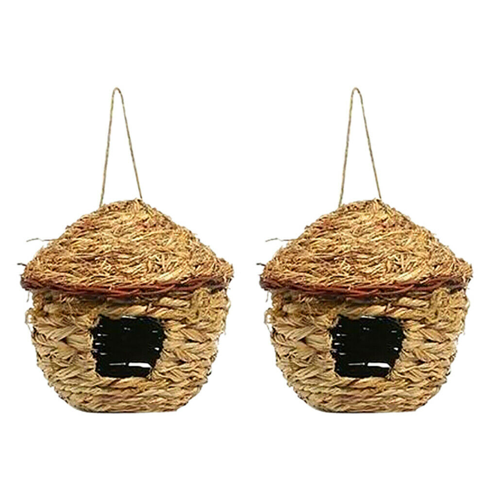 2pcs Hanging Cockatiel Bird Nest Hatching Breeding Nest Pet Grass Cave
