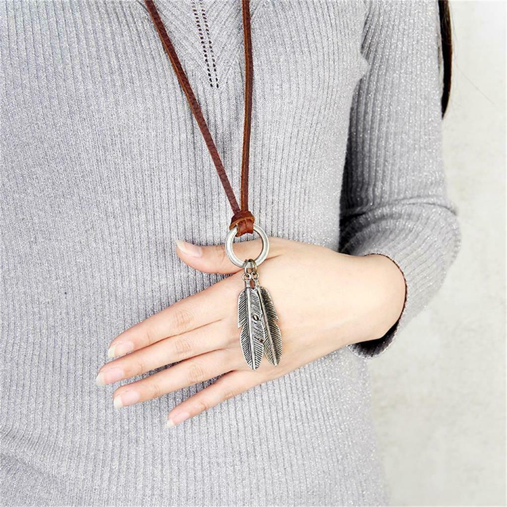 Double Natural Leaves Handmade PU Leather Sweater Unisex