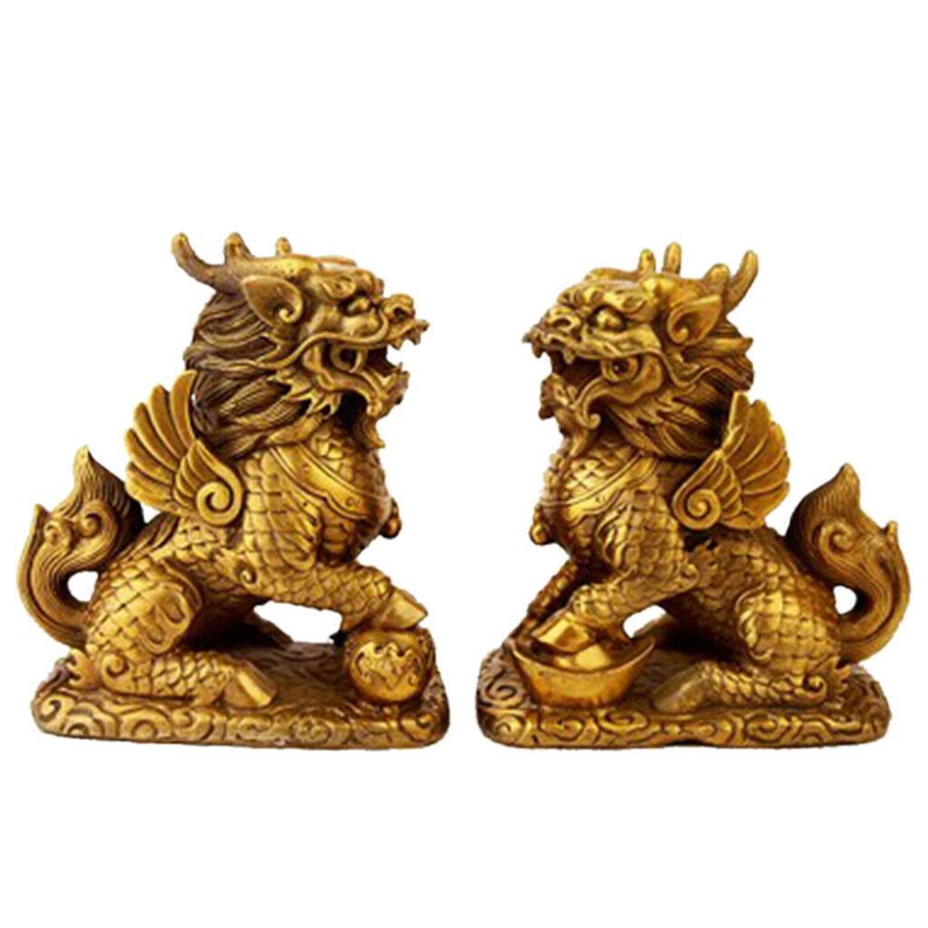 1 Pack Kylin Statue Lifelike Animal Sculpture Chinese Fengshui Kirin Gifts