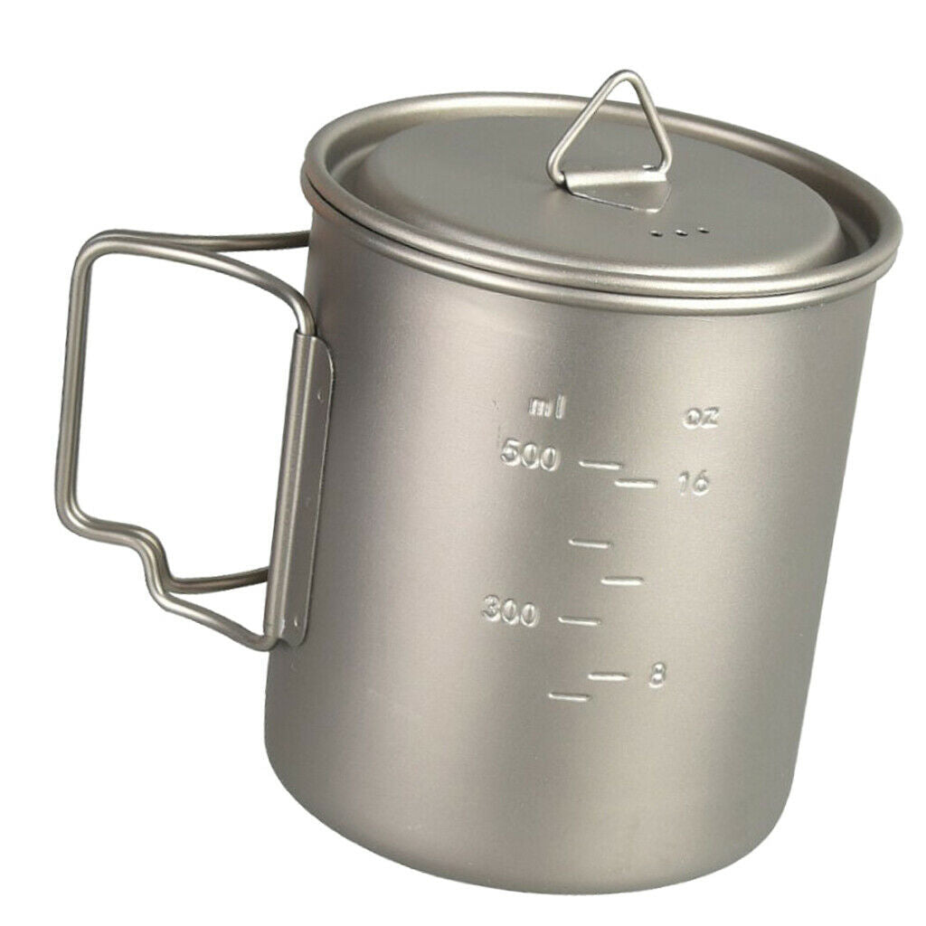 Prettyia Titanium 750ml Cooking Pot Hanging Stockpot Camping Hiking Tea Cup