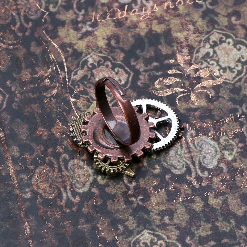 Handmade Punk Style Alloy Metal Steampunk Standard Gear Open Ring Unisex Jewelry