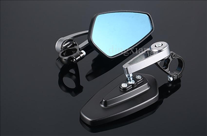 2pc Motorcycle handlebar mirror Reversing rearview Blue glass anti-glare