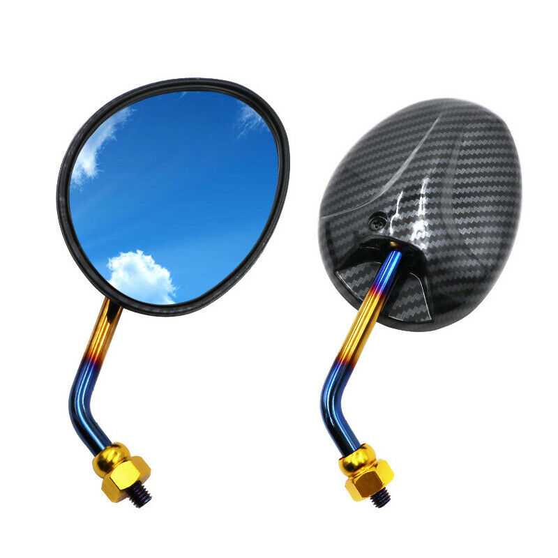 2PCS Carbon Color Scooter Motorcycle Bikes Rotation Rear View Side Mirror 8mm