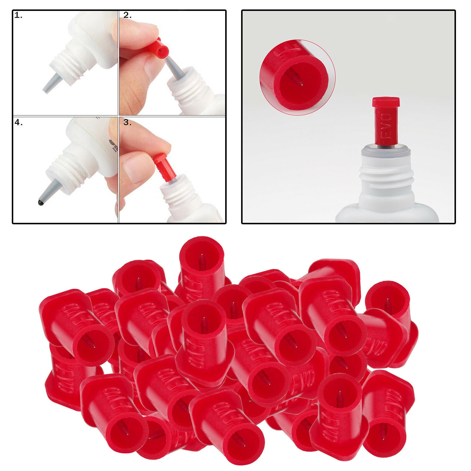 Universal Blocking Needle Plastic Lash Bottle Plug Mouth Tips for Salon Red