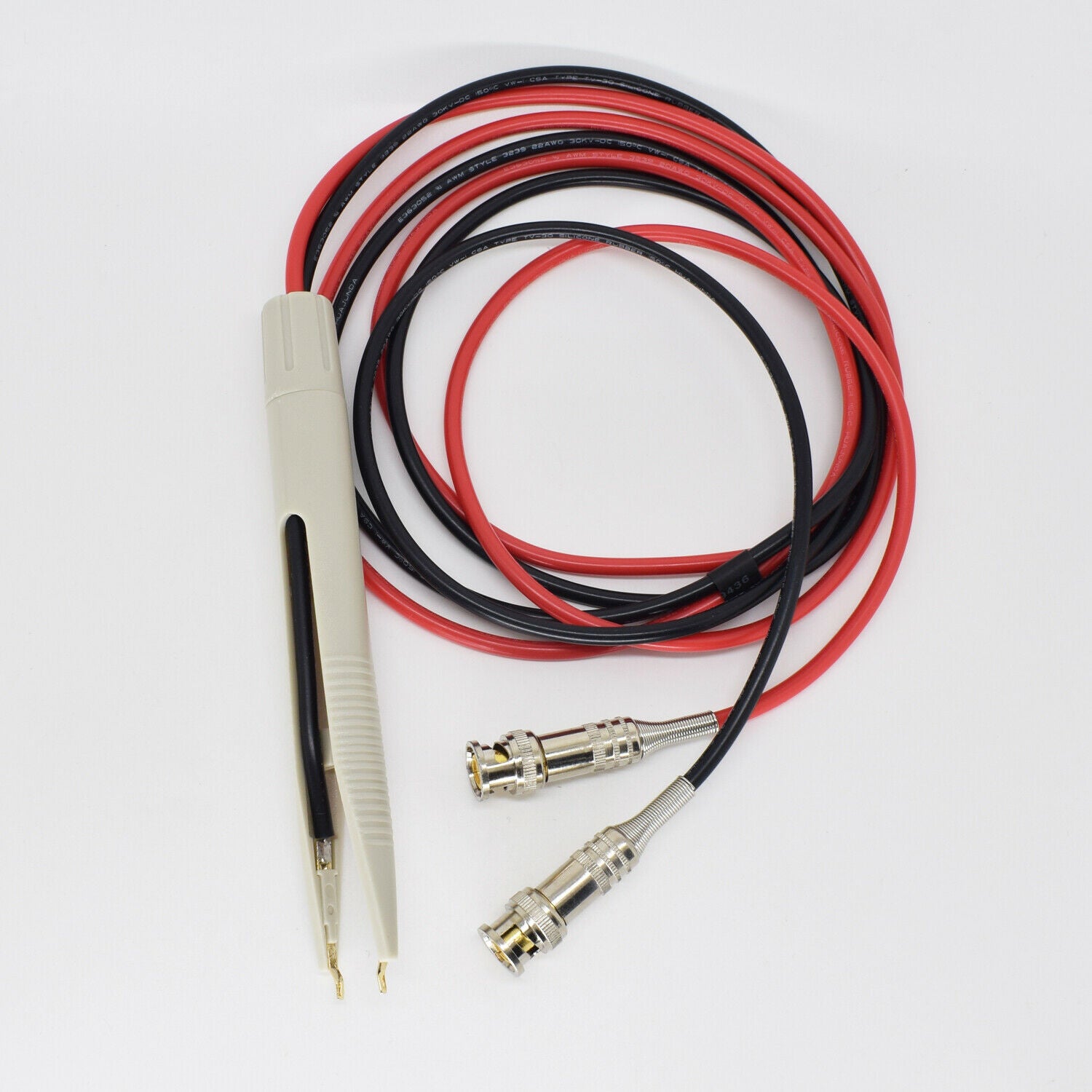 1pair 1.5M/5ft BNC Male To Long Jaw SMD LCR Meter Flat Clip Probe Test Cable