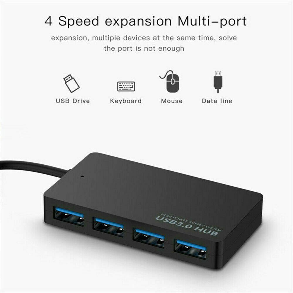 USB 3.0 4 Port Multi High Speed Expansion Desktop HUB Splitter PC Laptop Adapter