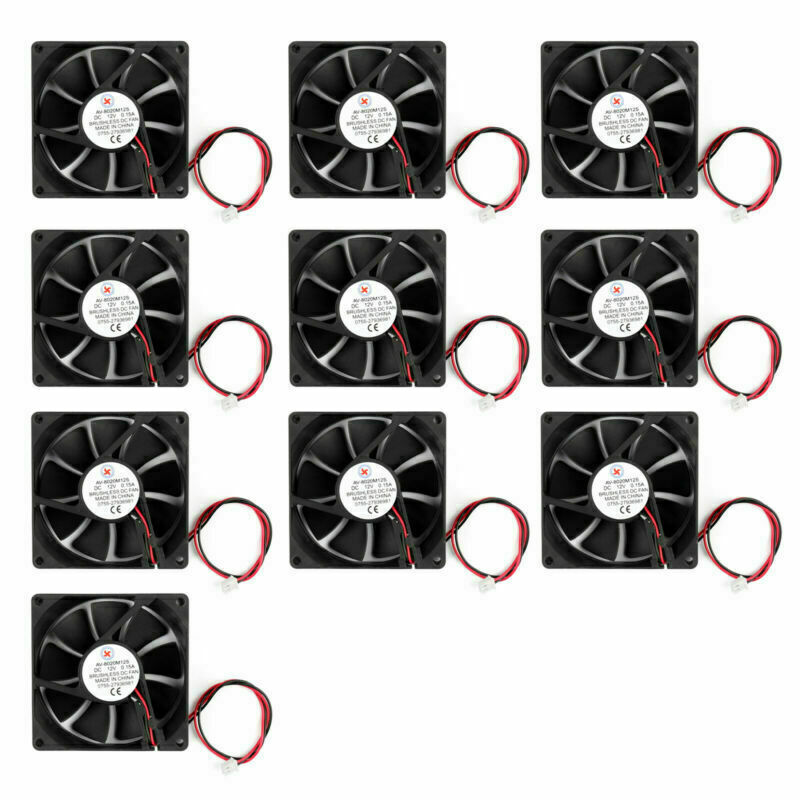 10x DC 12V 8cm 80x80x20mm 8020S 80mm CPU System brushless Cooling Fan 2pin A1
