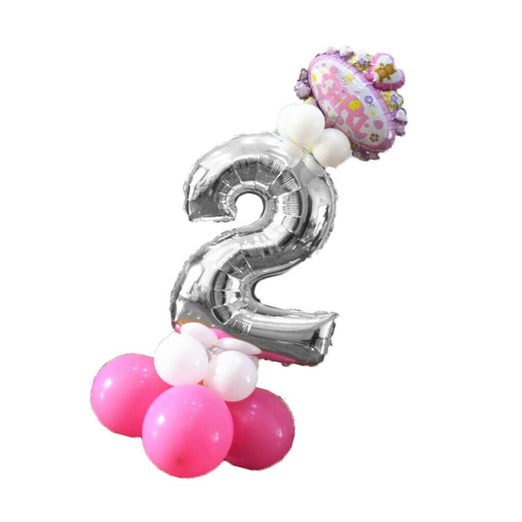 32" Digit Helium Ballons Number Foil Balloon Baby Birthday Decor Number 2