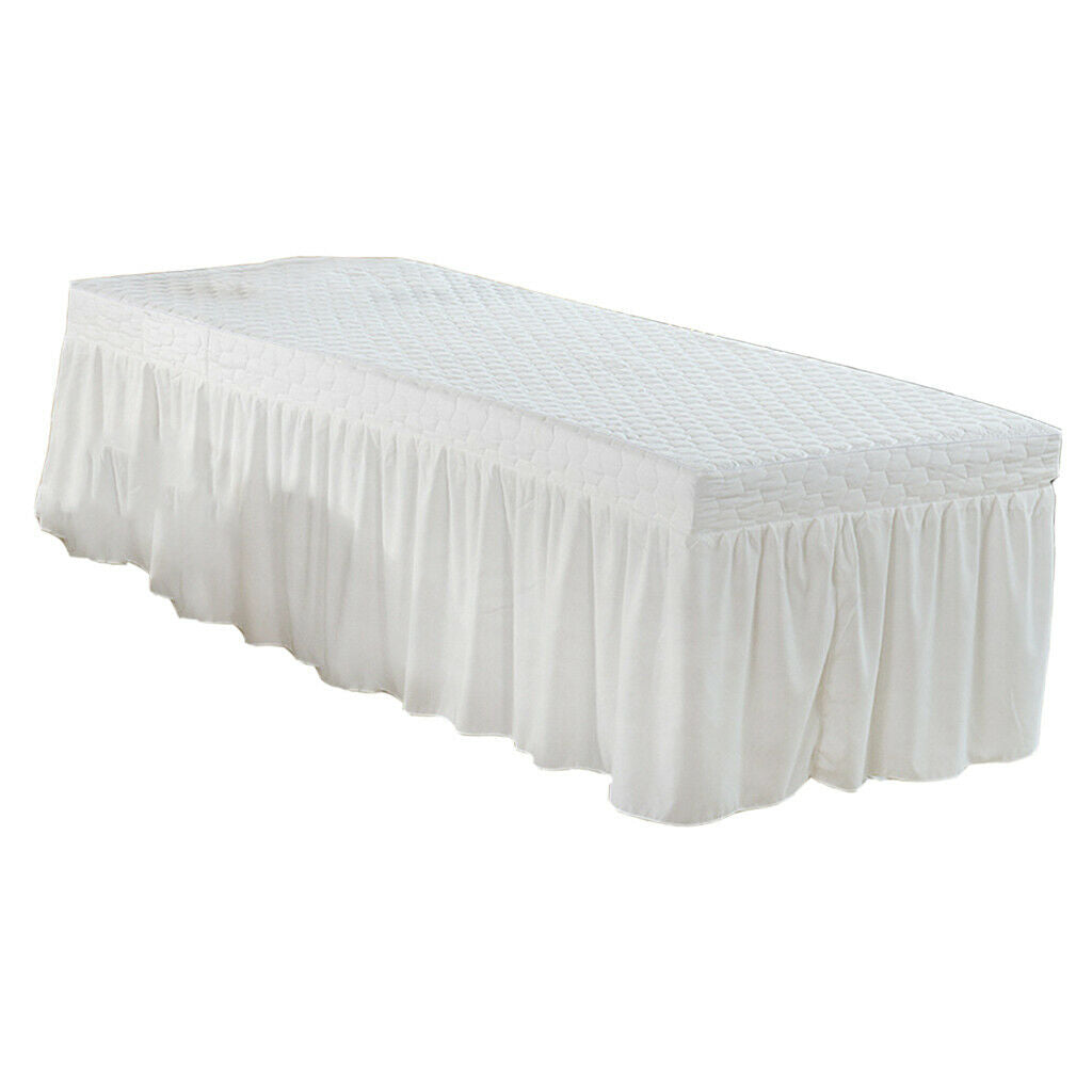 2xMassage Table Skirt Beauty Bed Cover Valance Sheet  White
