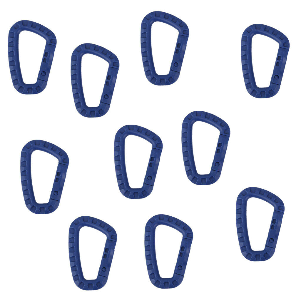 10pcs Carabiner Snap Clip Water Bottle Hook Holder Camping Hiking - Blue