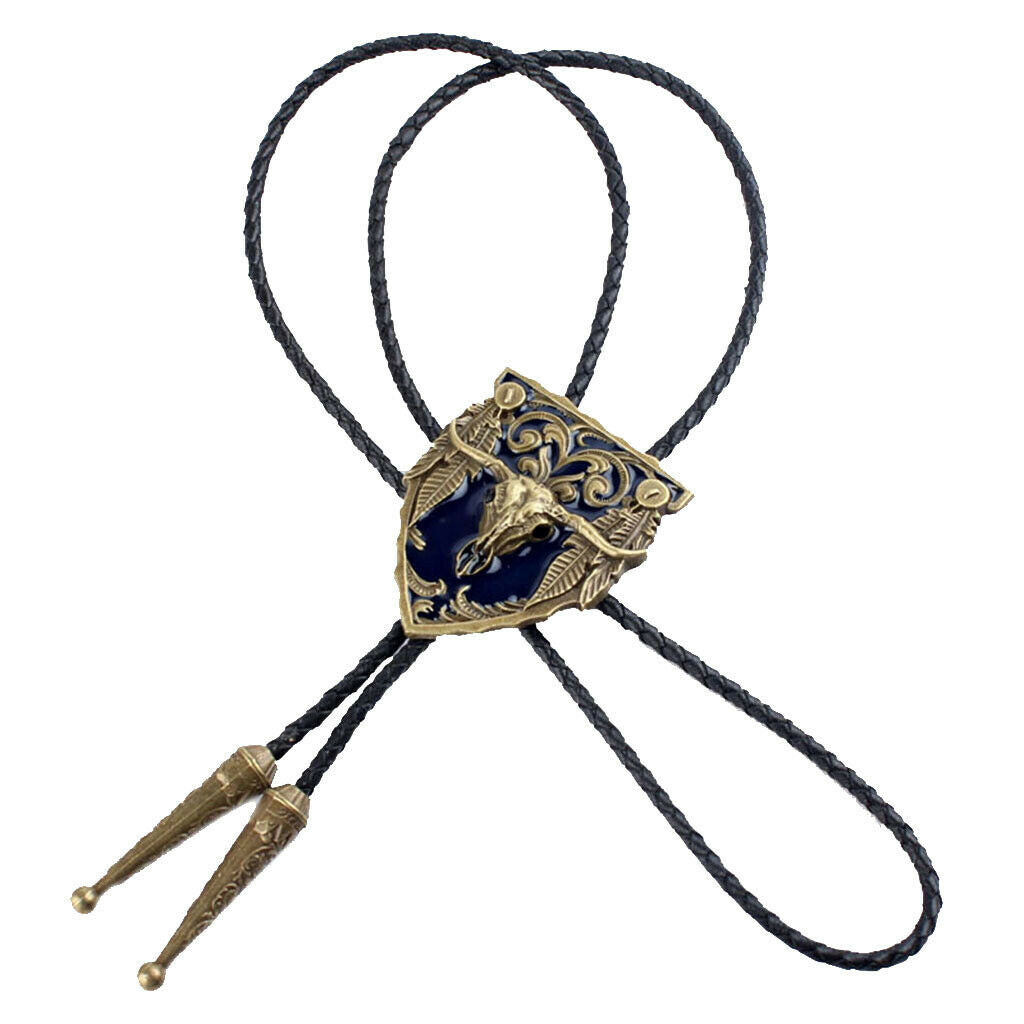 2 Pcs Male Bolo Tie Retro Style Bull Head Pendant Bolo Tie Jewelry Gift