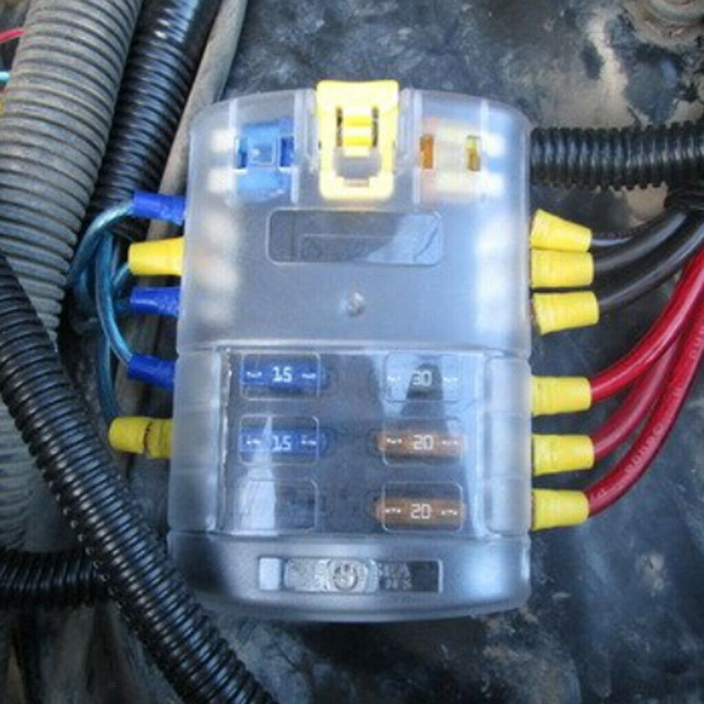 DC 32V 6 Way LED Fuse Boxes Block Holder Car Boat Automotive Auto