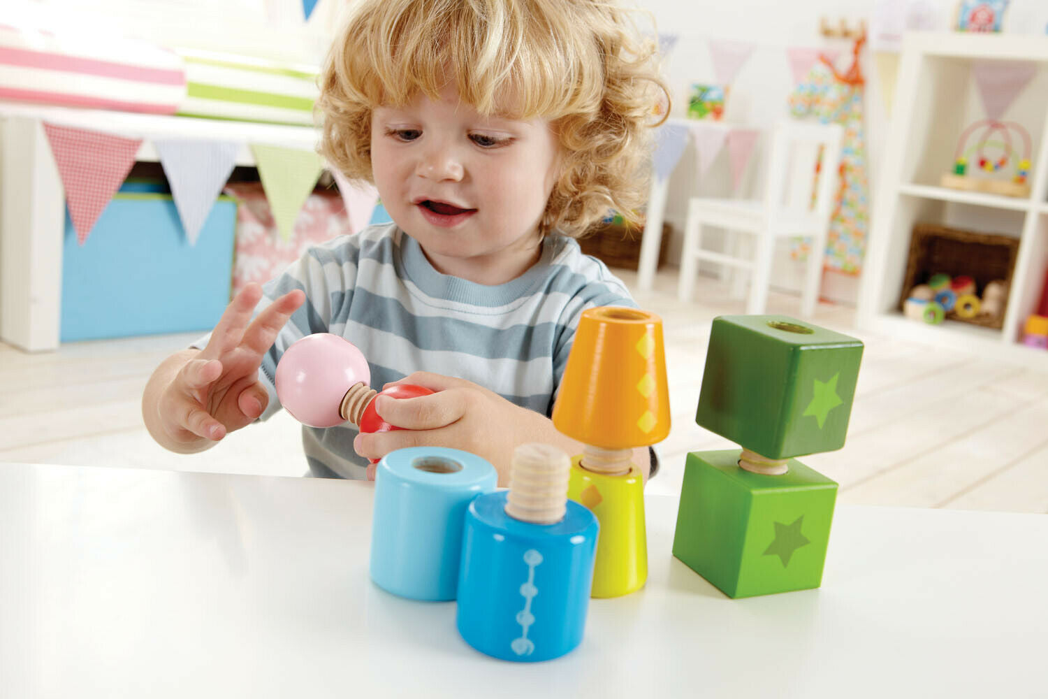 E0416 HAPE Twist & Turnables Wood Blocks [Early Melodies] Toddler Children 2yrs+