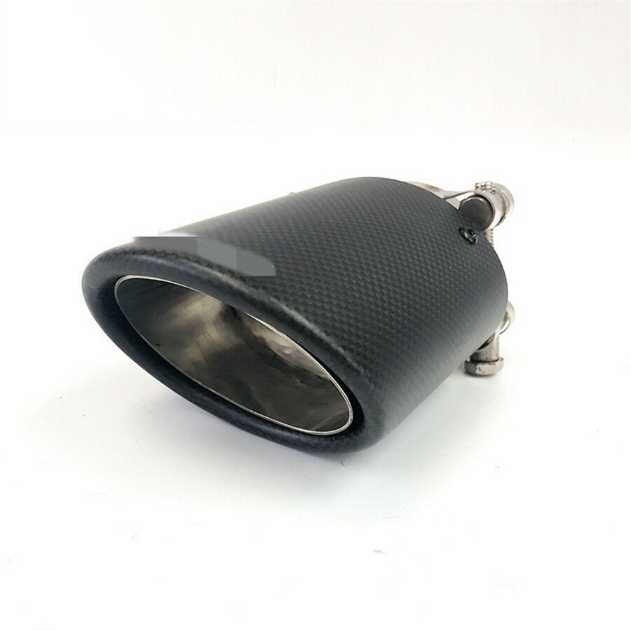 Black 100% Real Carbon Fiber oval Car Exhaust Pipe Muffler End Tips 63mm-89mm