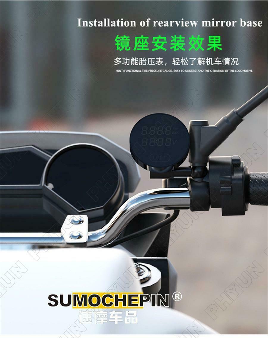 Motorcycle Tire Pressure Temperature Monitoring Alarm System TPMS w/ Sensors