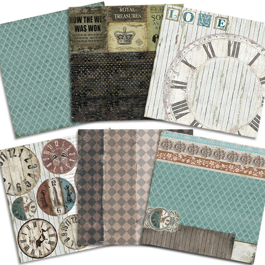 12Pcs 6" Time Flies Scrapbooking Paper Pad DIY Handmade Craft Background Decor
