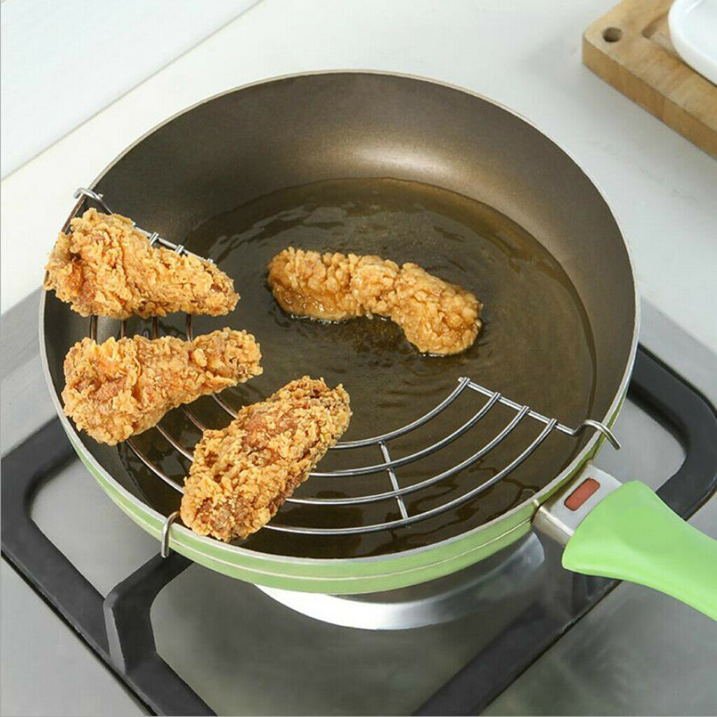 Stainless Steel Oil Drain Rack Steamer Frying Tray Frying Rack for Fry Pan
