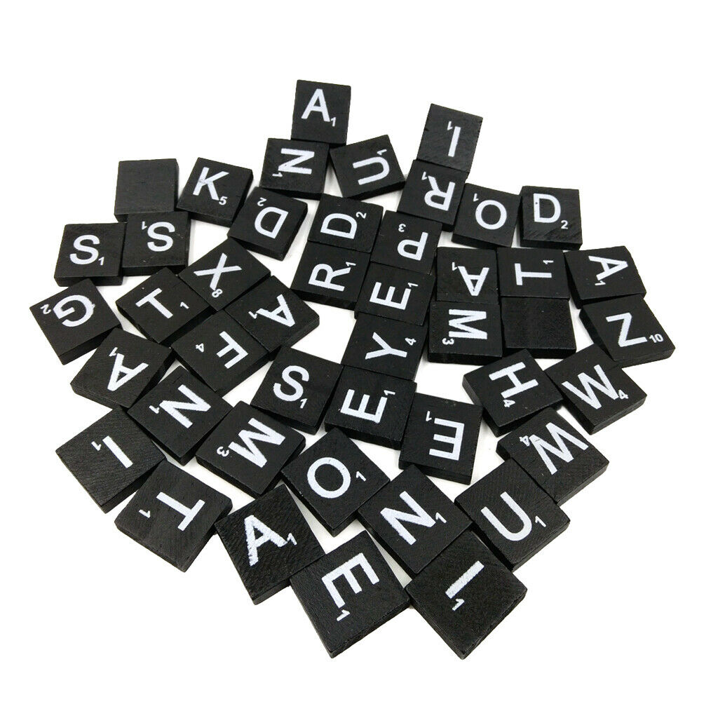 100 Pcs/Pack Game Replacement Crafts Bulk Black 26 Alphabet Wooden Tiles