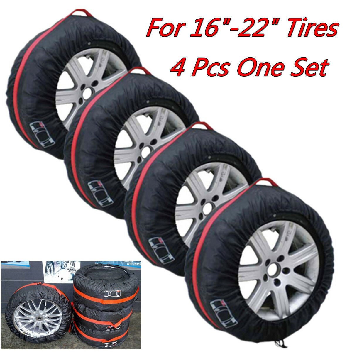 4X Car Off Road Spare Tyre Tire Protection Cover 16"-22" Carry Tote Storage Bags