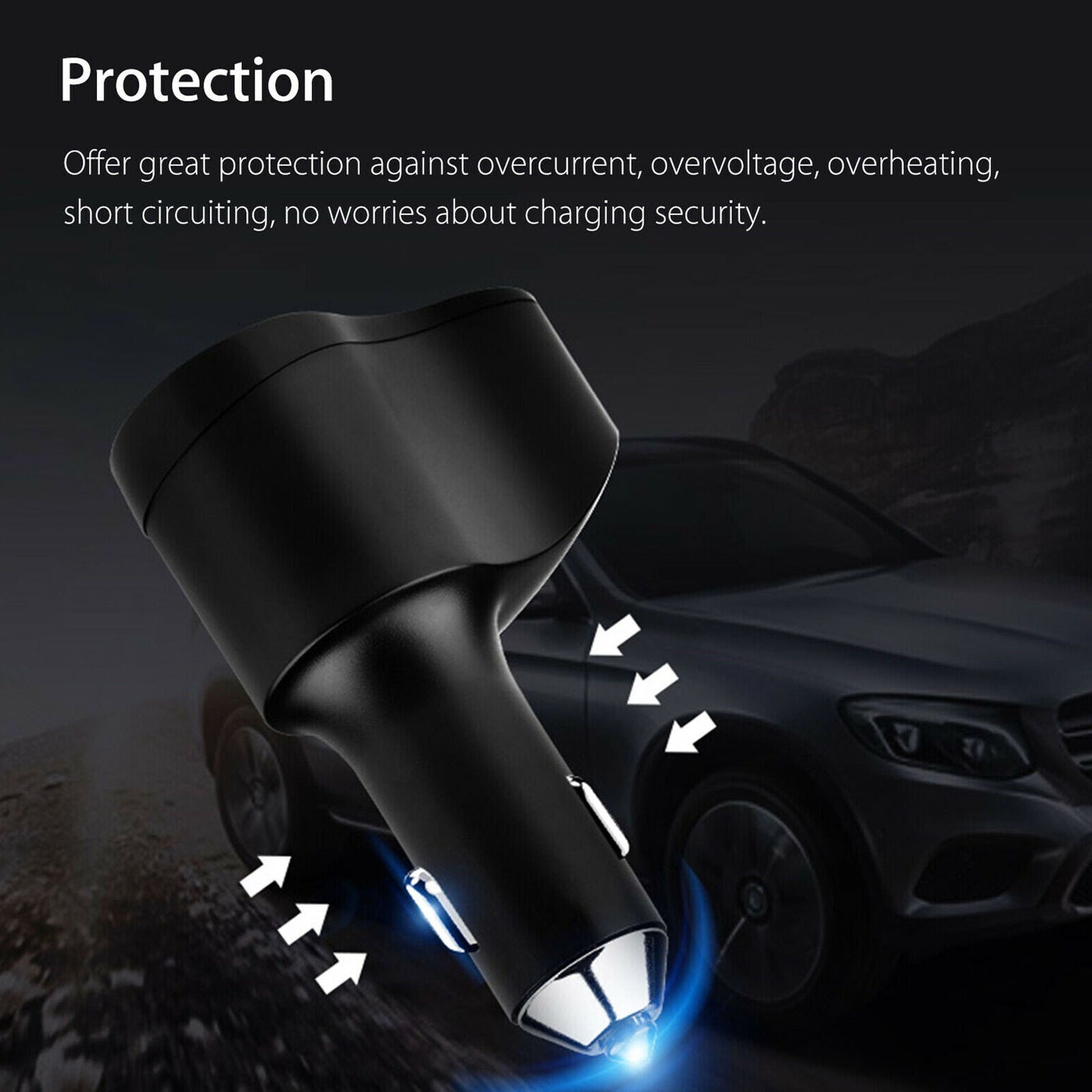 Dual USB Car LCD  Lighter Socket Splitter Charger Power Adapter DC/12V