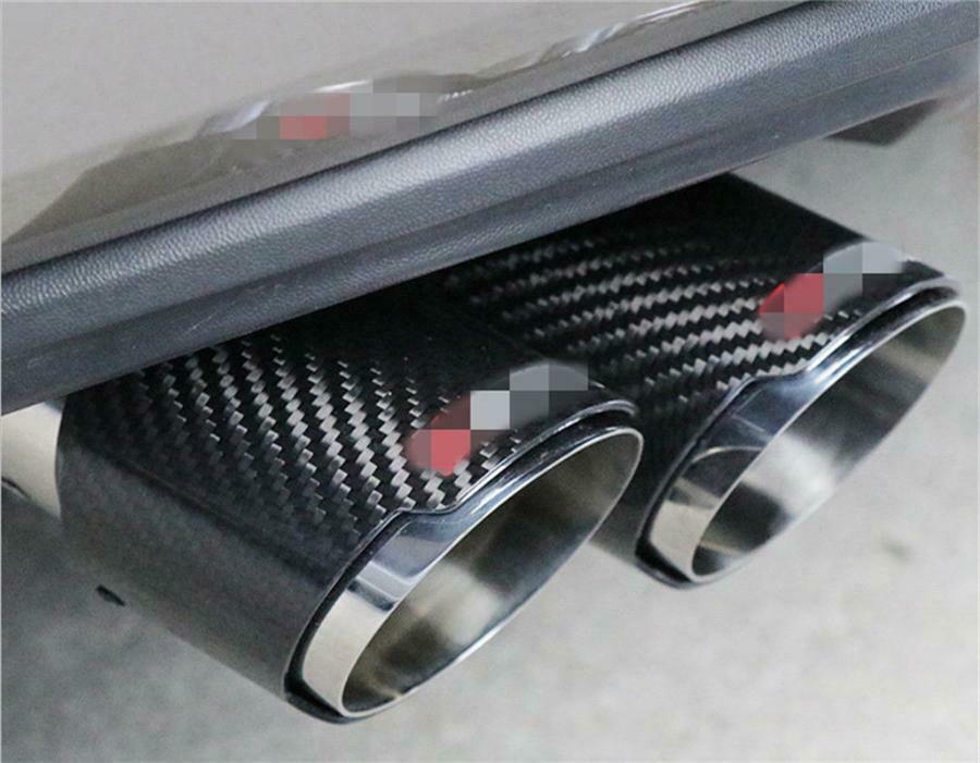 Glossy Carbon Fiber Car Exhaust Tips Muffler Inlet 2.8" Outlet 3.5" Universal 1x