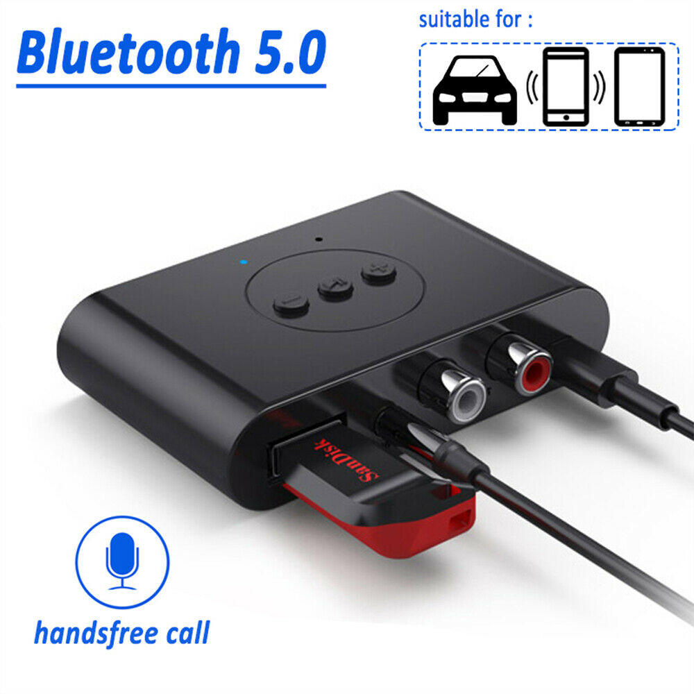 Bluetooth 5.2 Audio Receiver U Disk RCA 3.5mm AUX Jack Stereo Music Adapter
