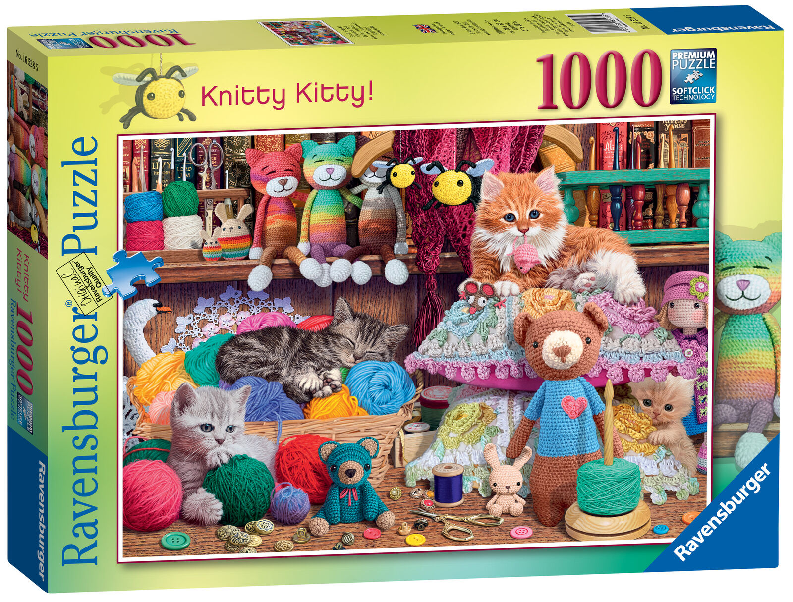 16528 Ravensburger Knitty Kitty Cute Jigsaw Puzzle 1000 Pieces Age 12 Years+