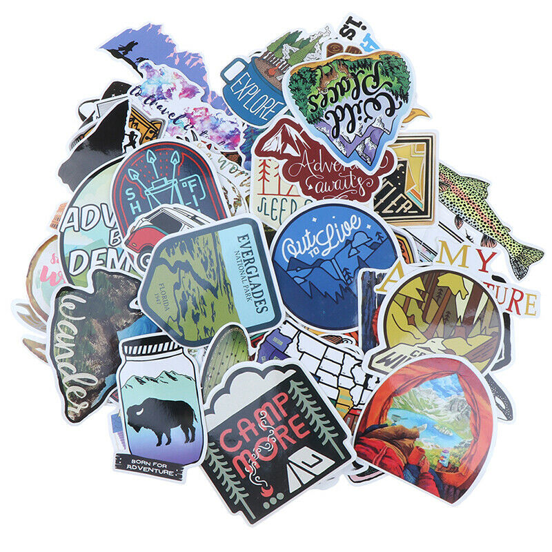 65Pcs Hiking Travel Stickers Adventure Outdoor Landscape Waterproof PVC DecalRDD