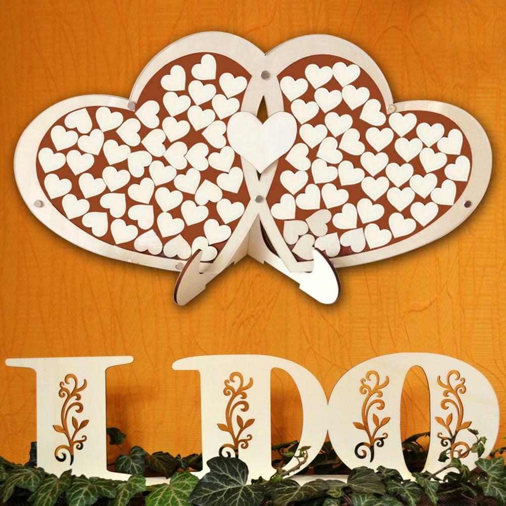 Wedding Personalized Guest Book Double Heart Shaped Custom Signature Puzzle @