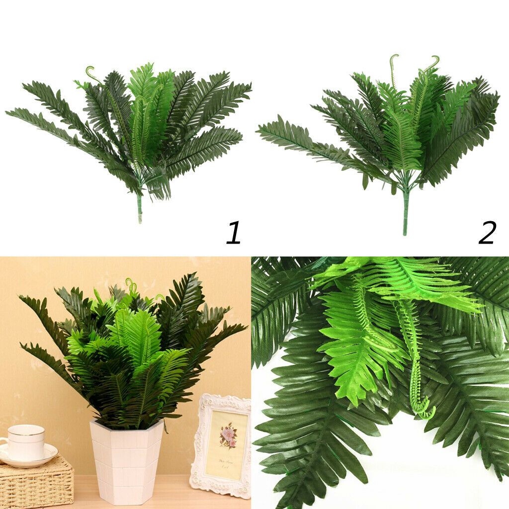 Artificial Cycas Leaves Silk Cloth Plastic Plants Bouquet Green 18 Leaves
