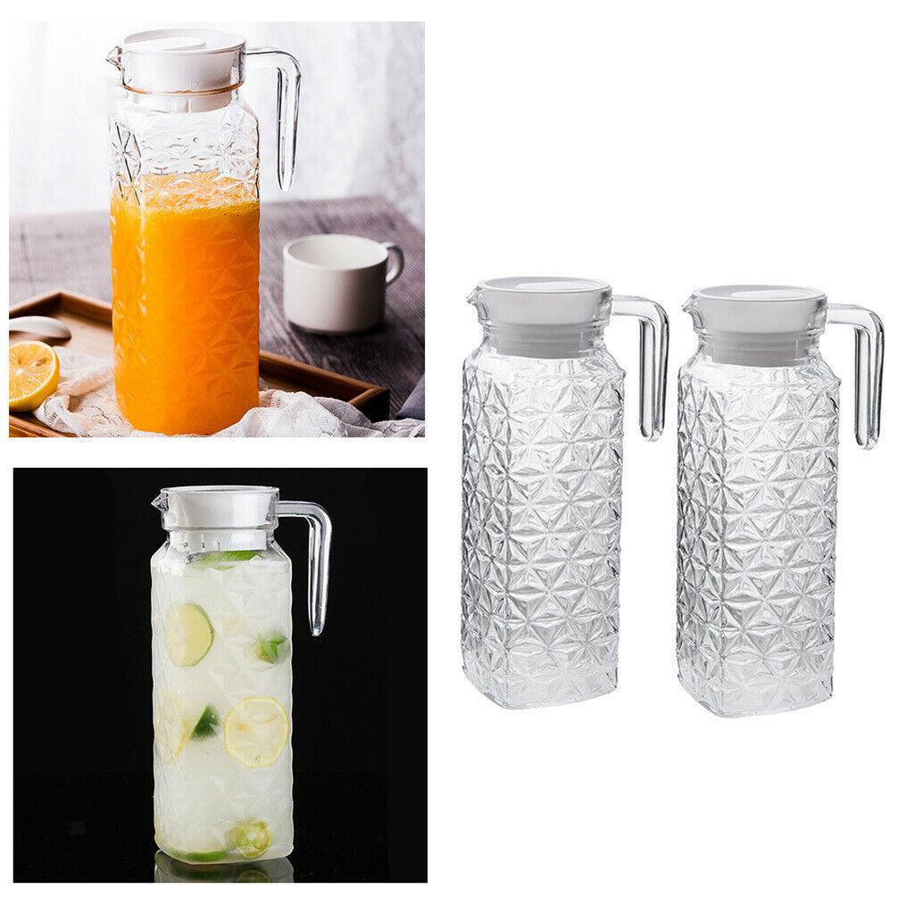 2 Pcs Clear Water Pitcher 1.1Litre Juice Beverage Serving Jar Jugs for Bar