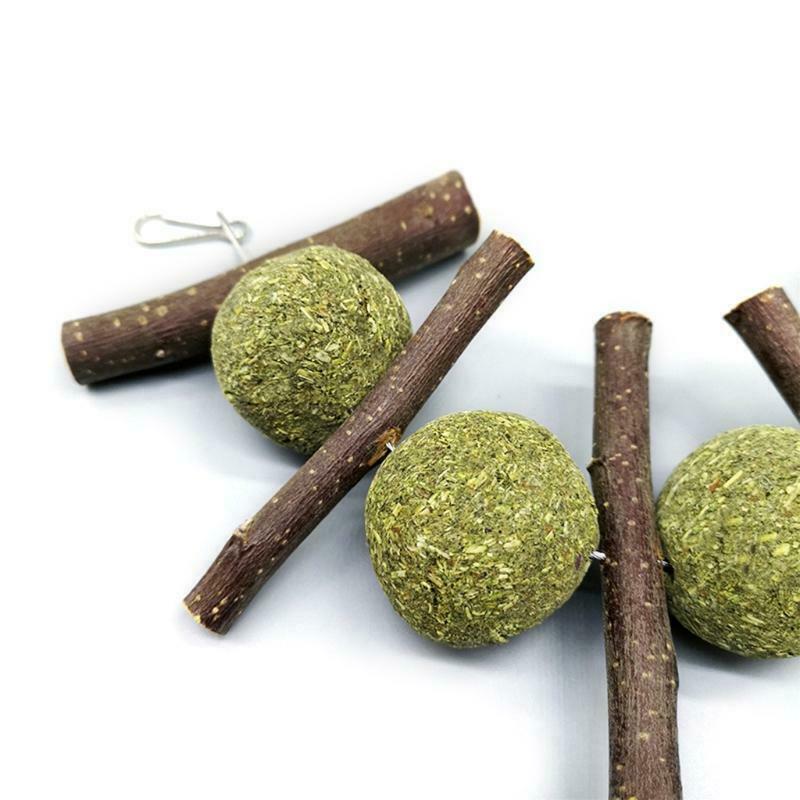 Bunny Chew Toys Wood Branches Grass Balls Rabbit Hay Treat for Teeth Clean