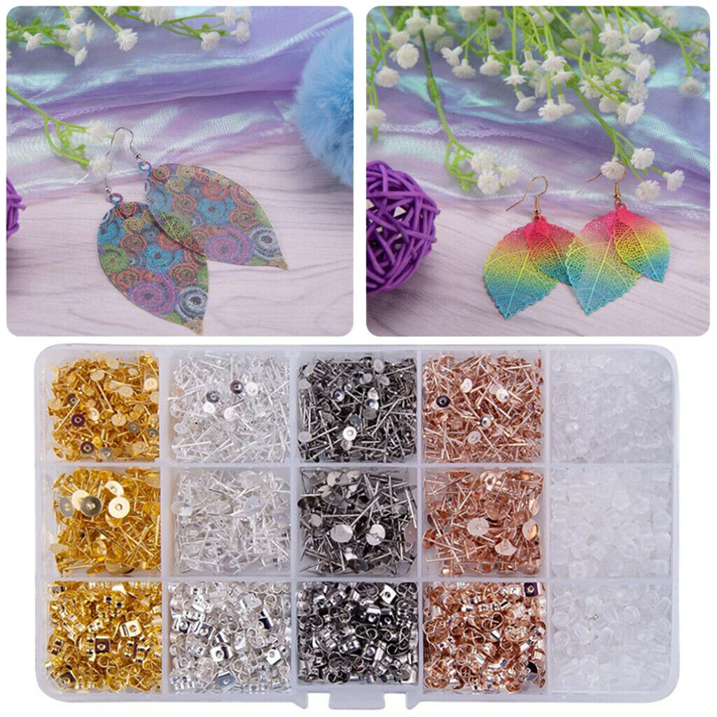 2600pcs Earring Stud Posts Earring Stoppers Earplugs DIY Jewelry Accessories