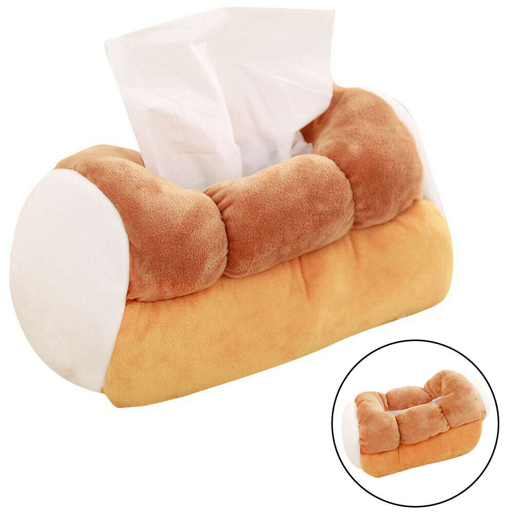 Funny Lively Toast Bread PlushTissue Box Home Car Paper Boxes