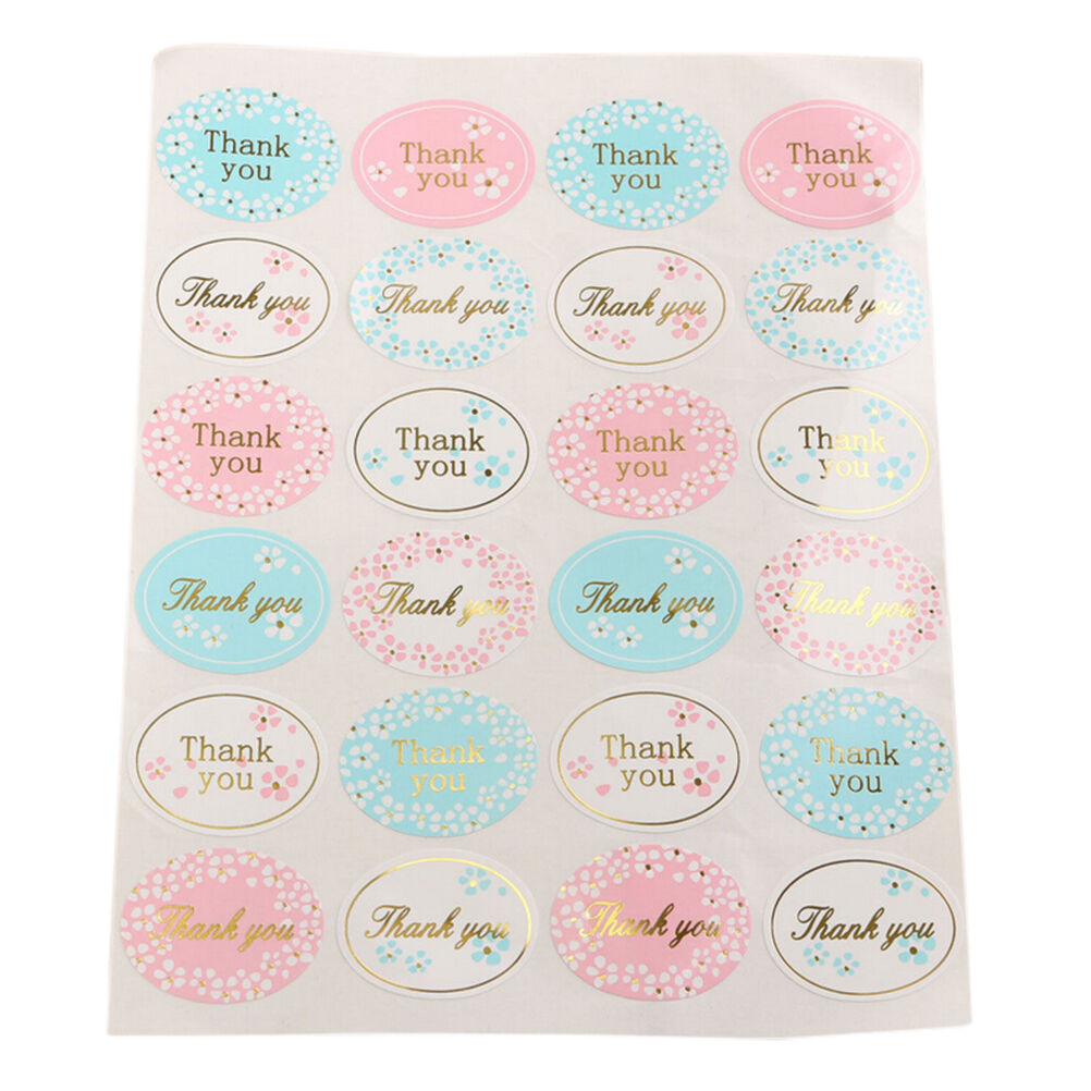 2X Golden Thank You Oval Stickers Labels Sealing Wedding Party Favors .l8