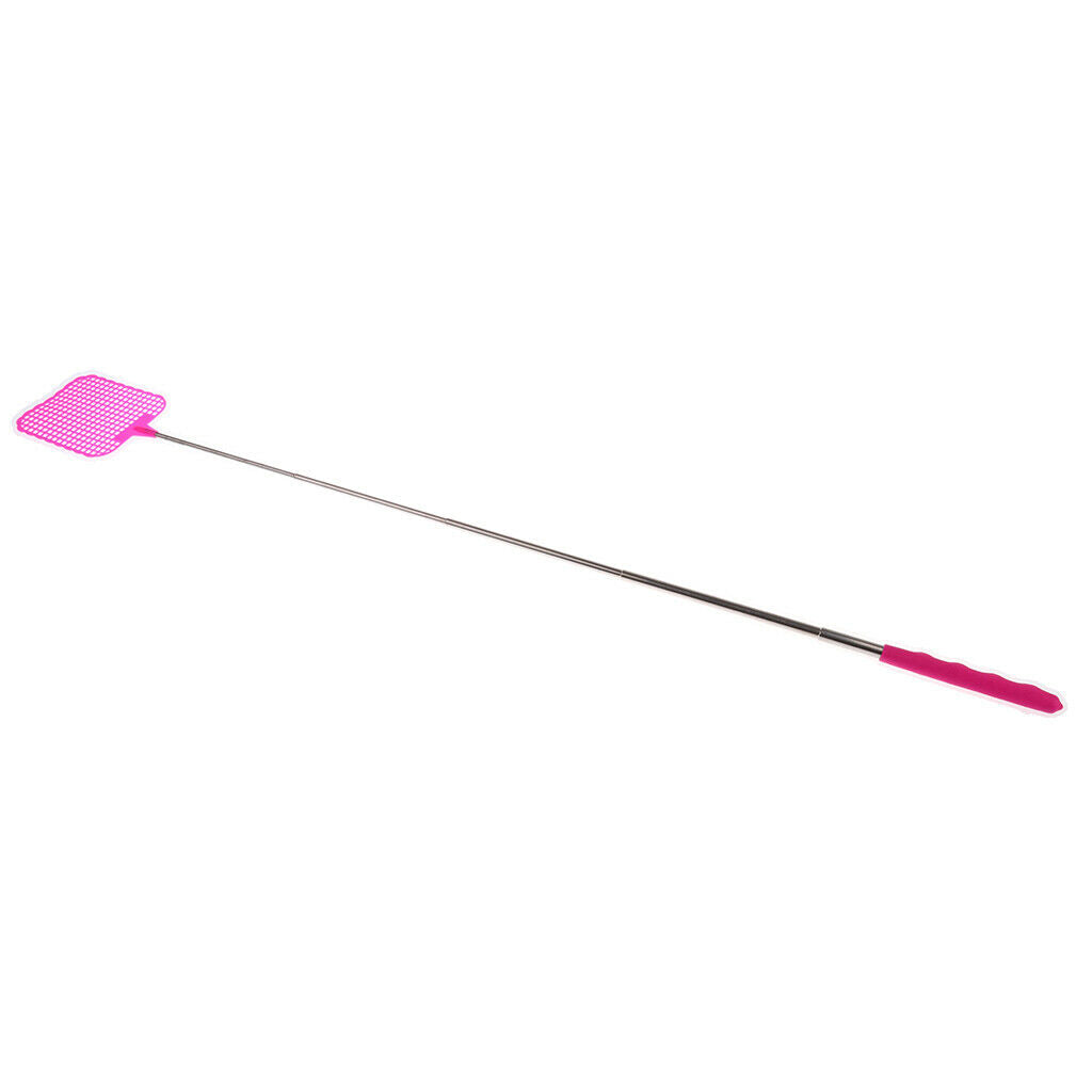 Fly Swatter Telescopic Flapper Prevent Pest Tools with Long Handle pink