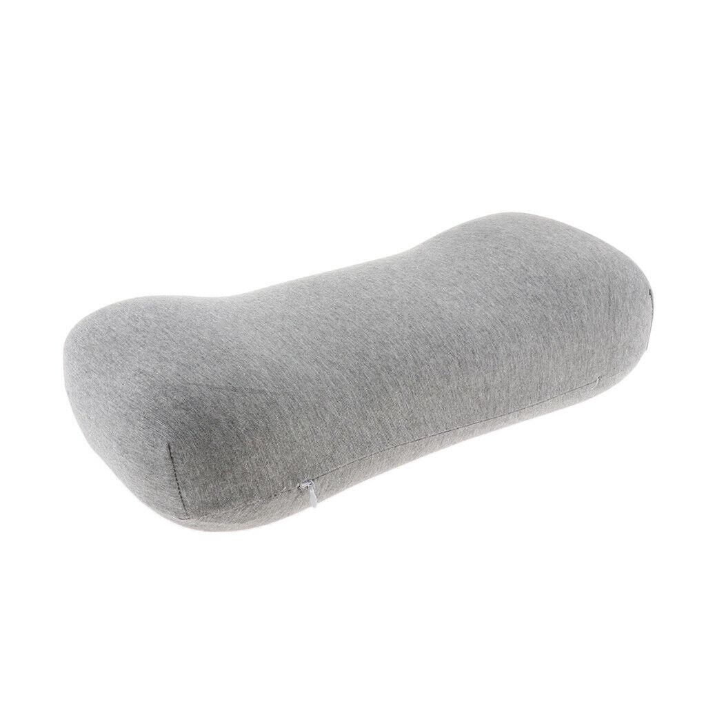 Portable Memory Foam Lumbar Pillow Neck Back Support Cushion for Home Gray