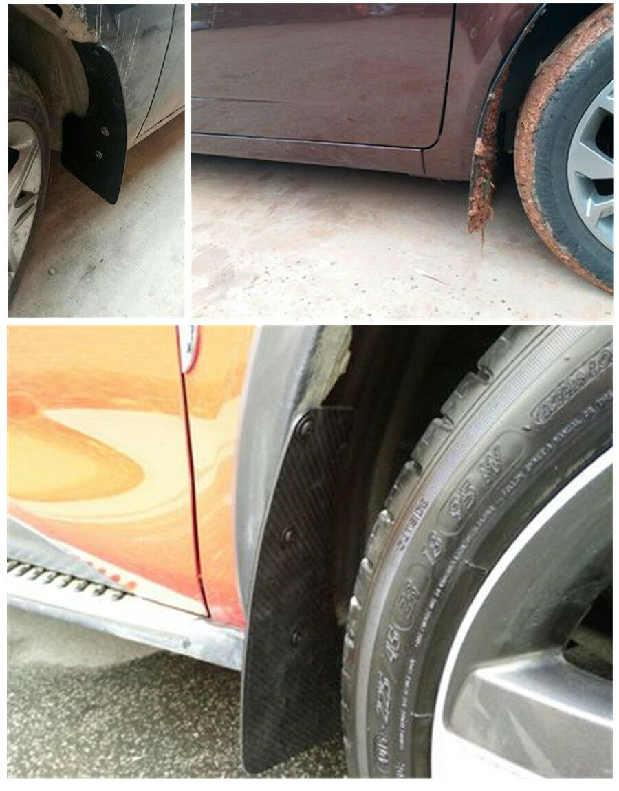 2 Pcs Universal Car Truck Plastic Mudguard Front Rear Wheel Carbon Filber Look