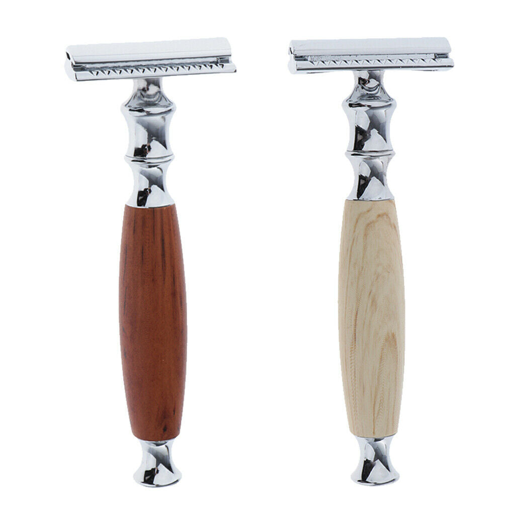 2x Traditional Manual Safety Razors Double Edge Shaver Salon Barber Tool